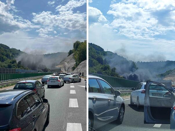Požar zaustavio saobraćaj, stvorile se ogromne kolone