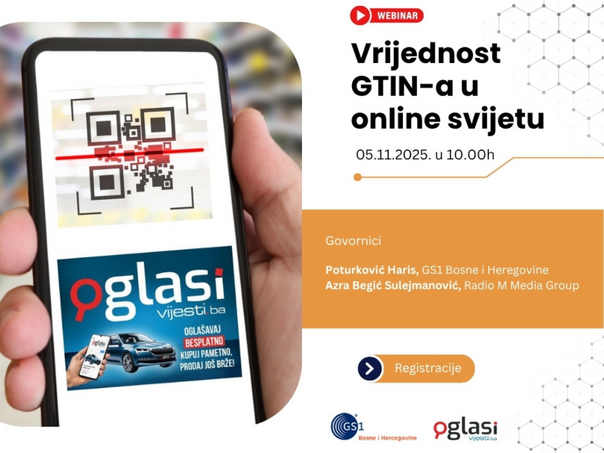 Webinar GS1 BiH i Oglasi.vijesti.ba: Vrijednost GTIN-a u online svijetu